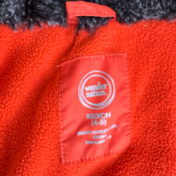 Wonder Nation Boys Colorblock Orange Gray Hooded Puffer Winter Jacket XS (4-5) - Picture 5 of 6